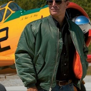 Vintage Olive Green Bomber Jacket